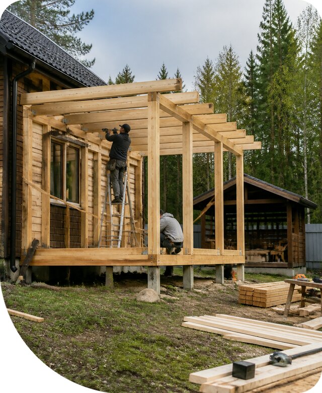 Строительство пристроек и построек на участке в Карасуке