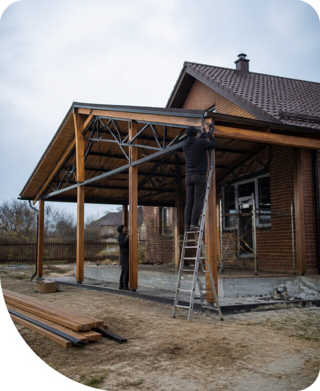 Пристройка навеса к дому и участку в Карасуке под ключ