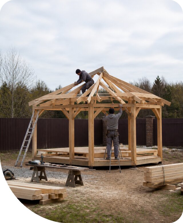 Строительство открытой беседки в Карасуке на участке под ключ